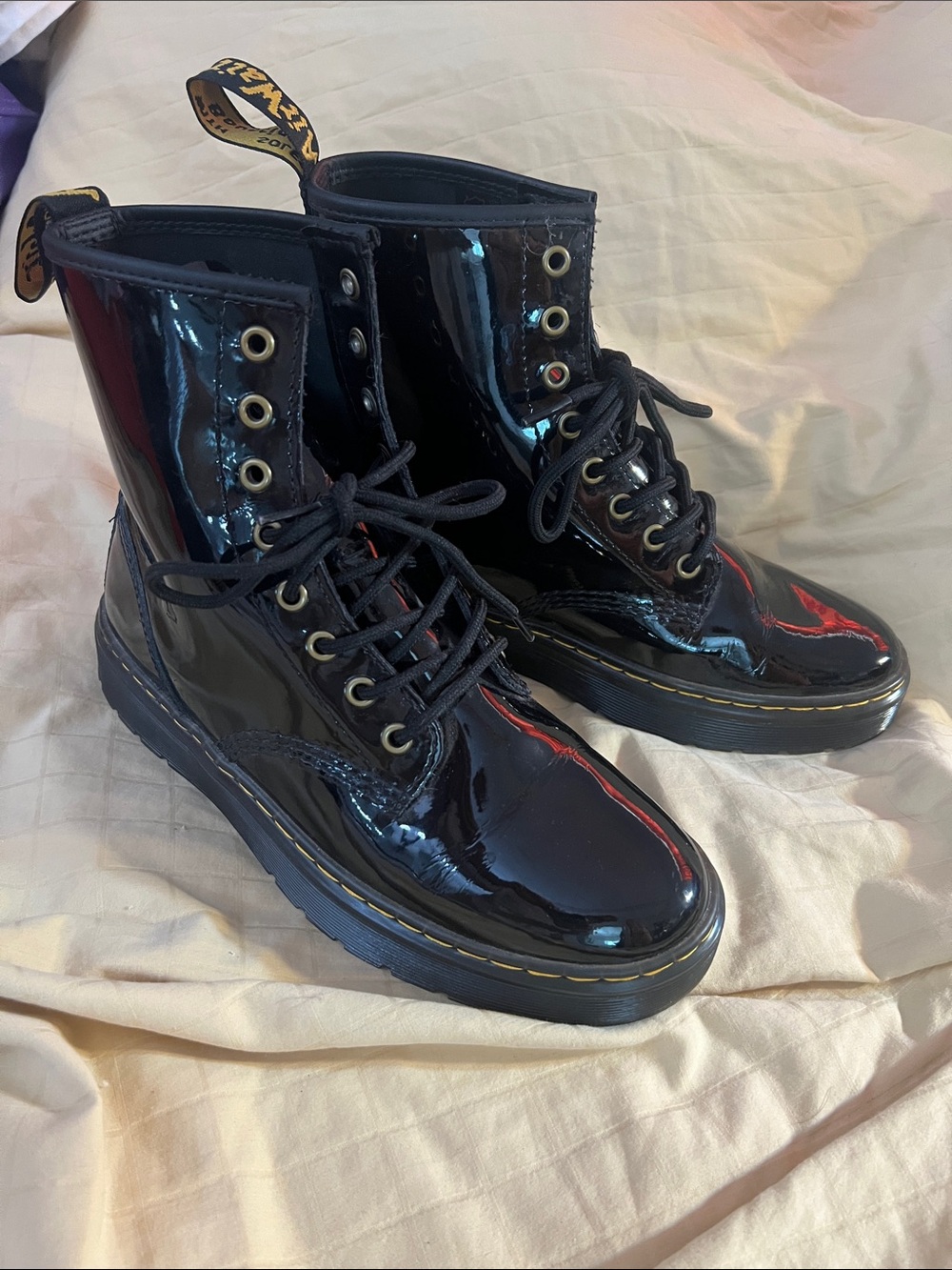Women’s Dr Martens Black Patent Leather Air Walk Boots